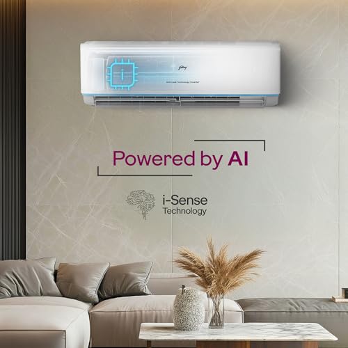 Image of Godrej 1.5 Ton 3 Star, 5 Years Comprehensive Warranty, AI powered, Anti-Leak, 5-In-1 Convertible Cooling, Inverter Split AC (Copper, Heavy duty cooling At 52C, AC 1.5T EI 18DINV3R32 SYB AL, White)