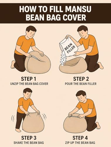 Image of Mansu 4XL Bean Bag Cover with Footrest & Cushion (Without Beans) (4XL) (Tan)