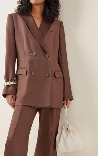 Women's Suit Double Breasted Buttons Jacket & Pants 2-Piece Business Office Tuxedos2