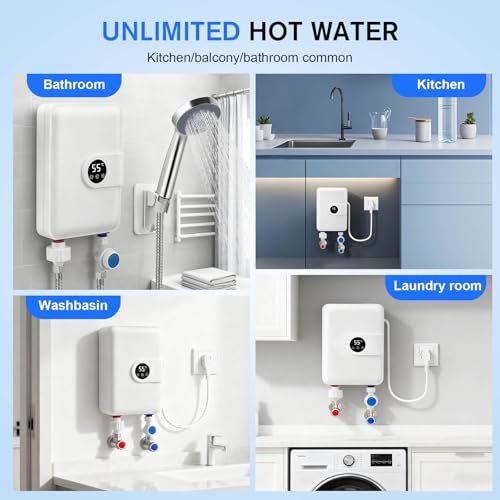 Chauffe-eau instantané électrique 5.5KW avec douche pour une eau chaude continue