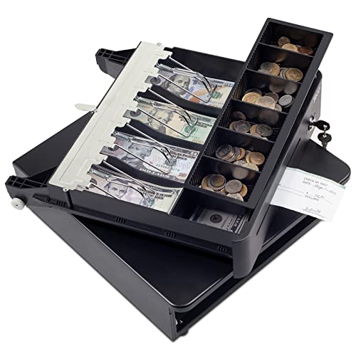 Tera 13" Auto Open Cash Register Drawer Heavy Duty With Micro Switch Fully Removable Insert Tray 5 Keys 4 Bill 6 Coin Media Slot 12V Rj12 Key-Lock (Round Corner) For Pos System Small Business 330R #TOP1