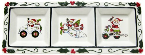 Cosmos Gifts 10668 3-Section Holiday Plate with Separate Designs, 16-Inch