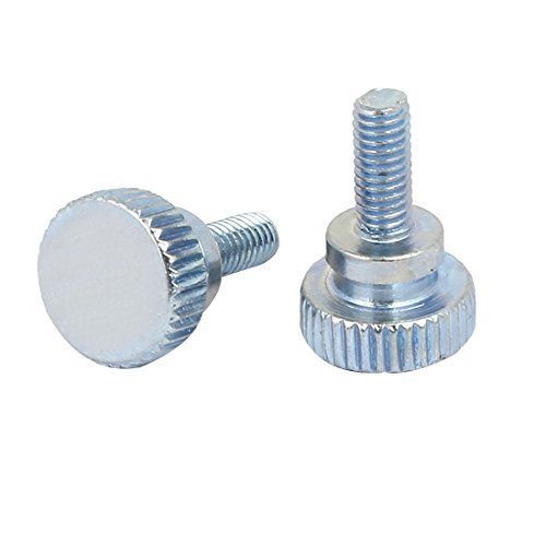 sourcingmap M4x10mm Flat Knurled Head Fully Threaded Thumb Screws Bolts Fastener 15pcs, Silver Blue - Image 2