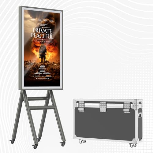 MWE Mobile Digital Signage Display 43in with Flight Case,Portable UHD Touchscreen Advertising Display Kiosk for Video Photo Booth Stand by Series Screen Mirroring (Touch Screen, Metallic, 43in)