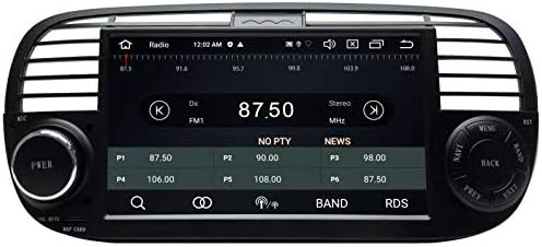 Radio interface displaying FM frequency, station presets, and RDS information.