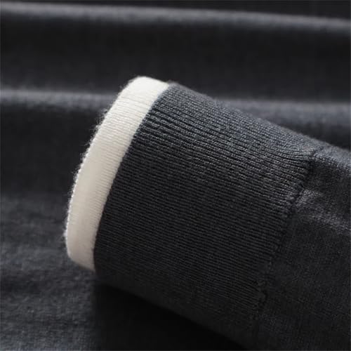 Knitted Woolen Sweater Men's Round Neck Color Contrasting Knitted Sweater Thin Style Fake Two Piece Tops3