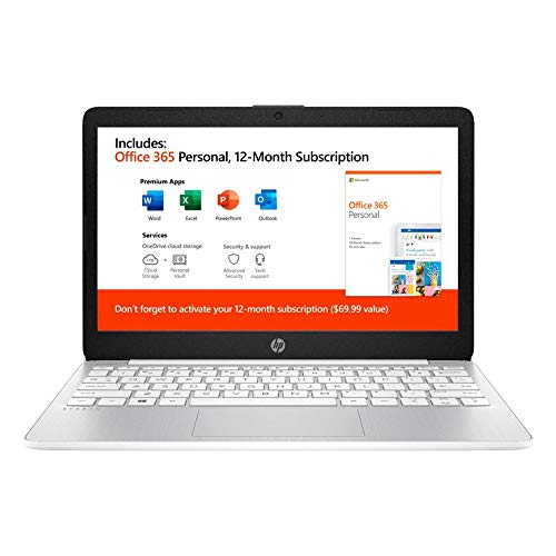 2021-HP-Stream-116-Inch-Non-Touch-Laptop-Intel-Atom-x5-E8000-up-to-20-GHz-4GB-RAM-64GB-eMMC-Win10-S-1-Year-Office-365-Personal-Included-White-NexiGo-32GB-MicroSD-Card-Bundle