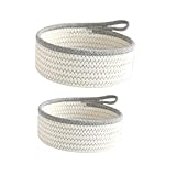 DECOMELODY 2 piezas Cestas de Almacenaje Tejidas Cestos Decorativos para Snacks y Organización Contenedores Resistentes para Escritorio y Hogar