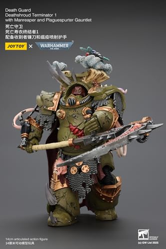 Image of JOYTOY Death Guard Warhammer 40k 1 /18 Action Figure Death Guard Deathshroud Terminator 1 with Manreaper and Plaguespurter Gauntlet Collectible Gifts,Toys for Kids 15+ and Adults 5.51-inch