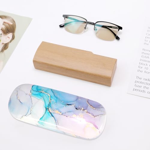Image of PERFECTSIGHT Hard Shell Eyeglasses Case, PU Leather Protective Glasses Case, Cute Eyeglass Case for Women Men Girls