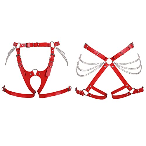 Garter Belt Leg Strap Rave Body Chain Gothic Harness for women Leather cage Dance Rock Festival Punk Photography2