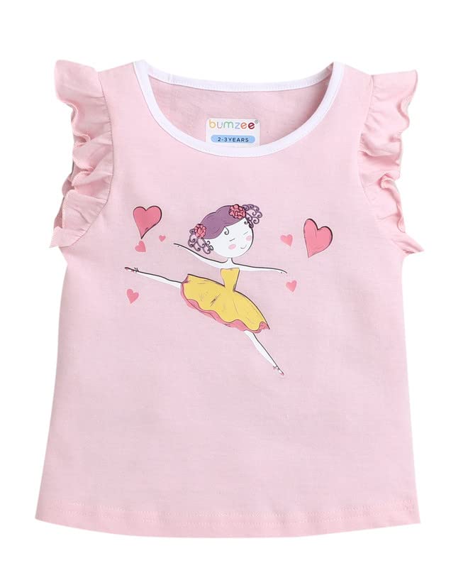 Image of BUMZEE Girl's Cotton Printed Regular Fit T-Shirt