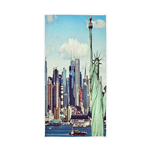 Mnsruu Serviette de bain douce New York City Statue de la Liberté Paysage urbain hôtel Spa Gym Sport Serviette 76 x 38 cm