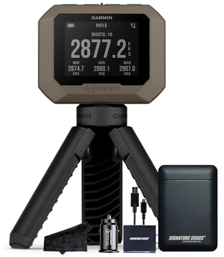Garmin Xero C1 PRO Chronograph for Ballistic Data | App Enabled Compact Chronograph Measures 100-5 000 FPS with Instant Readings and Signature Series Power Bundle