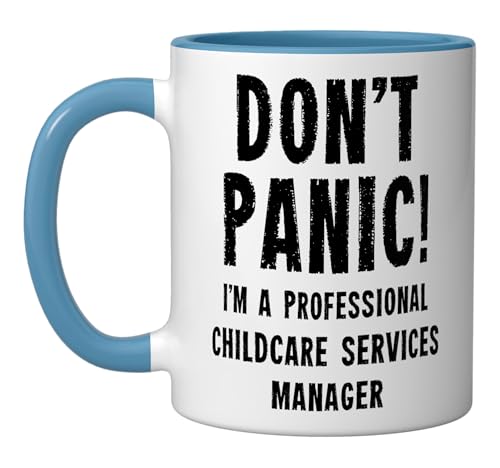 Childcare Services Manager Ceramic Mug, Blue/White