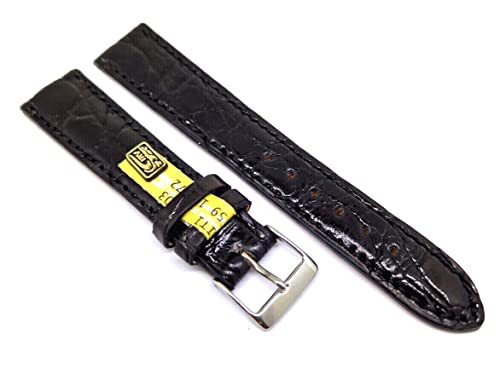Bracelet alligator Fluco 17 mm noir brillant pour sublimer vos tenues de soirée