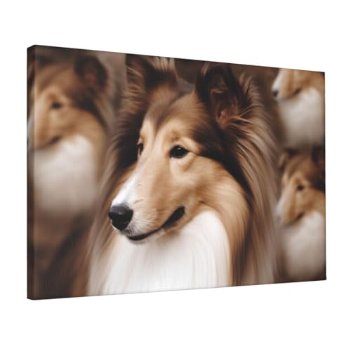 Impression sur toile colorée Shelties YoupO : art mural haut de gamme