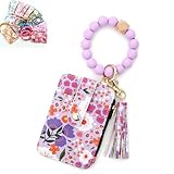 Stylish Card Holder with Silicone Bead Bracelet, 2025 Womens Style Beaded and Tassel Keychain Wallet (#F)