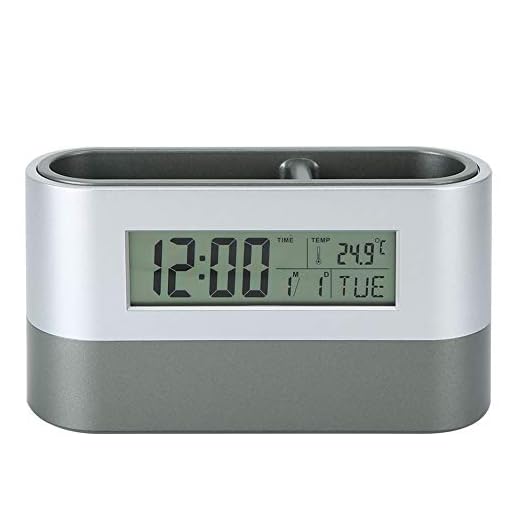Electronic Pencil Cup, Digital Clock Desk Pencil Holder Stationery Storage Multifunctional with LCD Display Thermometer Backlight Calendar Snooze for Home Office Supplies Desktop Container Organizer