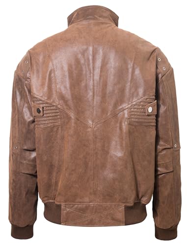 Image of FLAVOR Mens Leather Motorcycle Jacket Real Leather Biker Jacket with Stand Collar