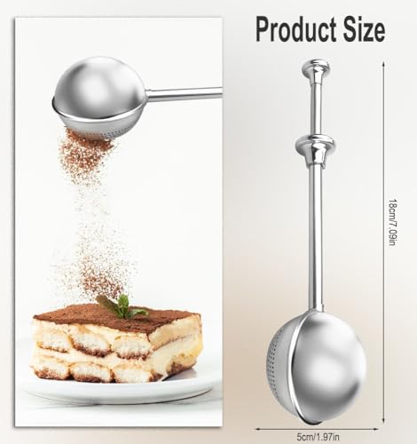 Teezange 2 Stück Teesieb für Losen Tee - Teaballs mit Teleskopgriff, Teeei 304 Edelstahl, Teezange, Tee Sieb, Tea Infuser, Edelstahl-Mehlsieb-Staubwedel - Zucker, Mehl, Gewürze, Kakaopulver (A)