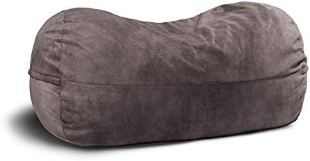 Jaxx Sofa Saxx 7-Foot Giant Bean Bag Lounger - Padded Microvelvet, Pewter