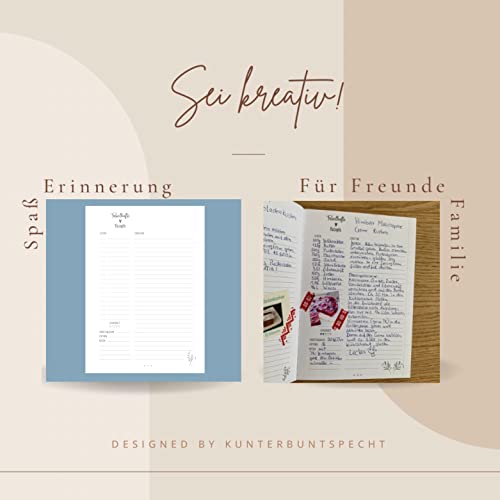 Kunterbuntspecht Receptenboek om zelf te schrijven, DIY My Lieblingsrecepten, kookboek, bakboek in praktisch formaat, softcover, A5, 14,8 x 21 cm - Afbeelding 6