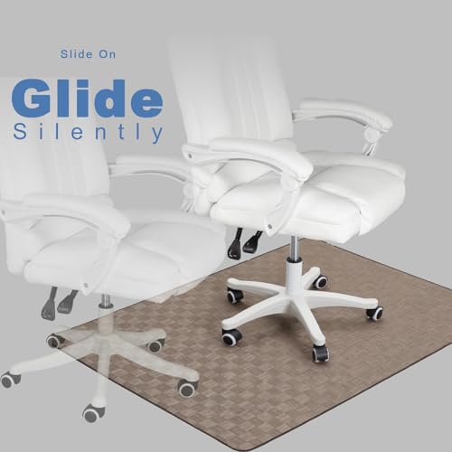 Image of Chair Mat for Hardwood & Tile Floor, 47 inch x 52 inch Heavy Duty Office Chair Mat for Rolling Chairs, Anti Slip, Non-Curve, Floor Protector for Home Office, Brown Square