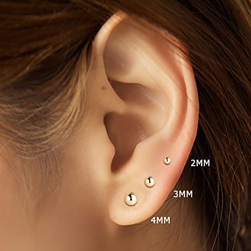 Fasacco 14K Gold Stud Earrings Set Sterling Silver Hypoallergenic Gold Earrings For Multiple Piercing Earrings Studs Set #TOP4