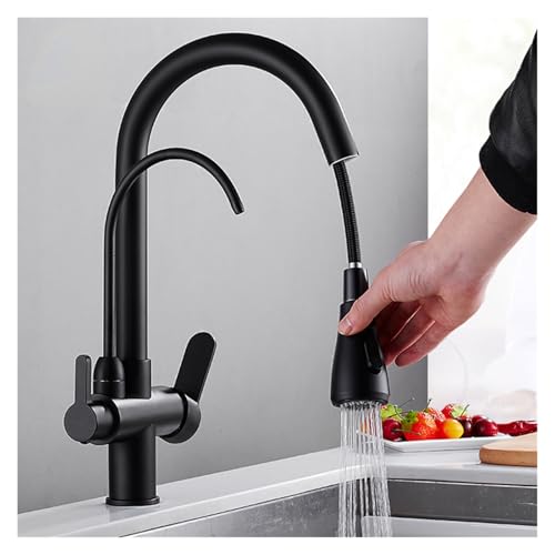 Mitigeur de cuisine noir mat avec douchette extractible et design élégant durable