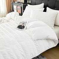 DCSKY White Duvet Cover Queen Size, Ultra Soft 3-Piece Boho Seersucker Duvet Cover Set with Zipper Closure, Soft Washed Microfiber Bedding Set (90"x90", 2 Pillowshams) — image 2