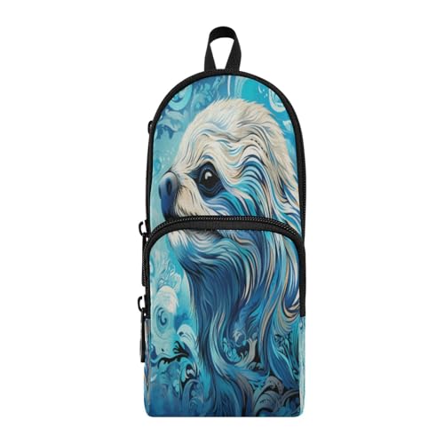 Bradipo Acquerello Astuccio per Matite Divertenti Astucci per Penne Tipo Zainetto per Bambini e Ragazzi fantasia blu