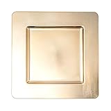Simply Elegant Square Plastic Charger Plate | Service Plate for Parties, Dinner, Weddings, Quinceaneras and Events | 13 inch Diameter | Gold - Gloss Finish | Set of 6