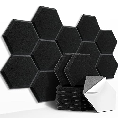 HyFanStr Schalldämmung akustikschaumstoff selbstklebend, Hexagon schallabsorber akkustikschaumstoffmatten für Tonstudio, Büro,Studio Basotect 12 Stück