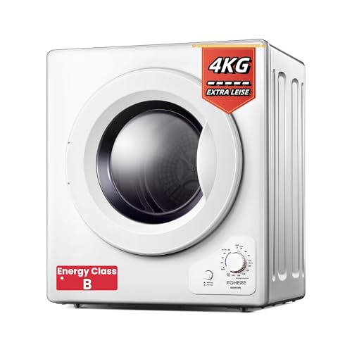 4KG Small Vented Dryer with Sensor Dry, FOHERE 1200W Compact Tumble Dryer with Stainless Steel Tub, Control Panel Downside Easy Control for 5 Automatic Drying Modes, White