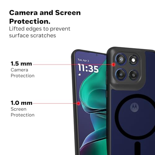 Image of RIGGEAR Shockproof Sleek Hybrid Armor Magnetic Back Cover Case Compatible with MagSafe Accessories for Motorola Moto Edge 60 Stylus 5G (Smoke Black Matte PC with Black TPU Bumper)