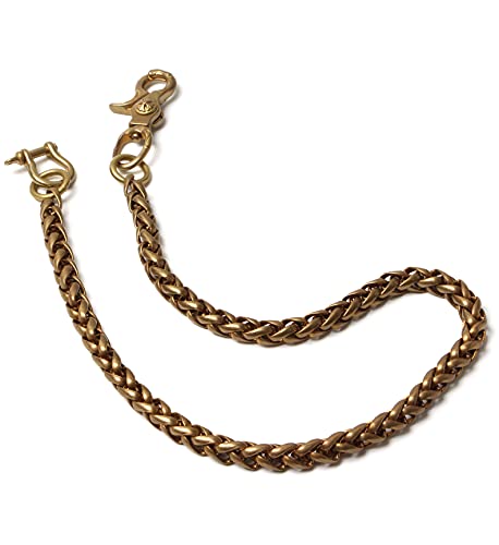 Ruth&Boaz Solid Brass Cable Chain Biker Trucker Keychain Key Jean Wallet Chain (24.8", Cable Chain-Horse-shoe Hook)