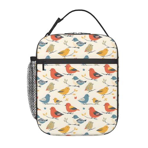 Bird Lunch Box Insulated Lunch Bag for kids Girls Boys Women,Reusable Lunch Box Containers for Women Men,Durable Cooler Tote Bag Lunchbox for...