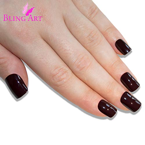 Unghie finte Bling Art Marrone lucidato 24 Squoval...