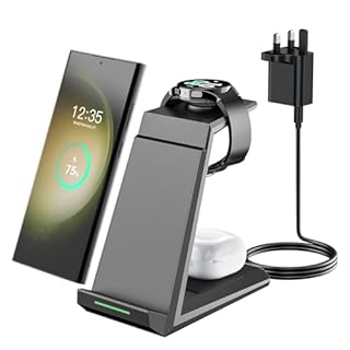 Wireless Charging Station for Samsung - NANAMI 3 in 1 Wireless Charger for S26 S25 S24 S23 Z Fold Flip 7/6, Induction Charging Stand for Multiple Devices Galaxy Buds Watch 7/6[Only for Samsung Watch]