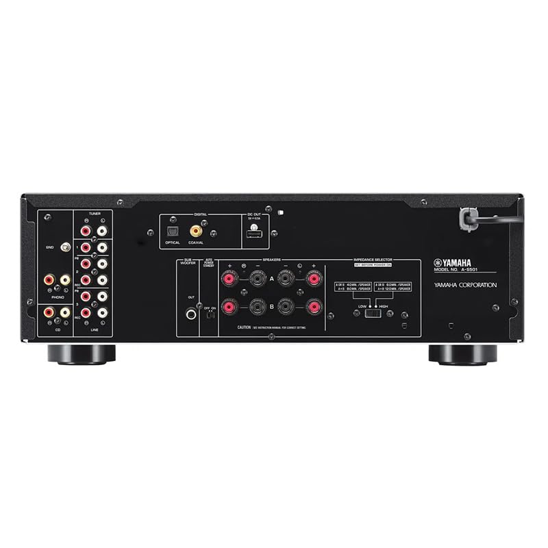Image of Yamaha A-S501 Amplifier Bundle w /AudioQuest Jack Russell Cable (Black) | Integrated amplifier with 85W x 2, optical /coaxial inputs, Pure Direct and AudioQuest Jack Russell 4m subwoofer cable