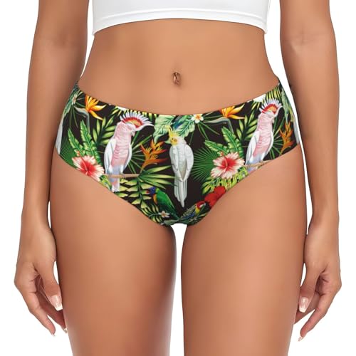 Buewutiry Artsy - Ropa interior elástica para mujer, diseño de hojas de palma, Negro , XS