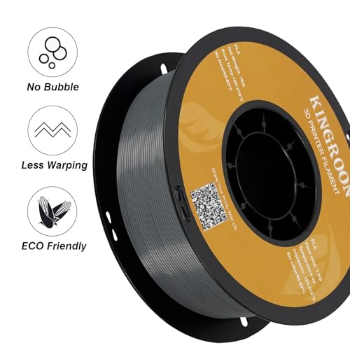 Image of Kingroon PLA 3D Printer Filament, Dimensional Accuracy + /- 0.02 mm, 1kg Spool(2.2lbs), 1.75 mm, 2KG Grey