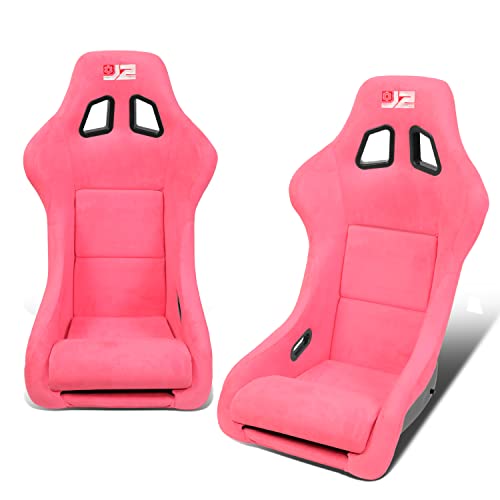 J2 Engineering J2-Rs-005-Pk Pink Stitching Reclinable Back Rest Racing Bucket Seats 4-Point 5-Point 6-Point Harnesses 34" H X 23" W X 23" D Universal Fit #TOP5