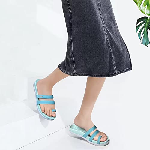 Kuailu Womens Slides Sandals With Plantar Fasciitis Arch Support Fashion Comfort Adjustable Flat Sandals Ladies Lightweight Orthotic Slip On Sandals Blue Size 11 #TOP3