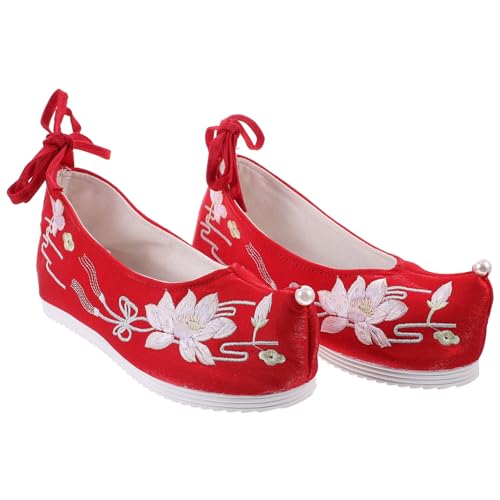 BESPORTBLE - BESPORTBLE Schuhe Im Ethno-Stil Mit Keilabsatz Und Besticktem Für Mädchen Chinesische Hanfu-Schuhe Traditionelles Design Mit Gummisohle