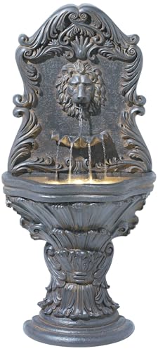Royal Lion Acanthus 50" High Large Italian Indoor Outdoor Decor Faux Stone Floor Fountain with Light LED Statue Waterfall Water Feature for Outside Garden Patio Yard Backyard - John Timberland