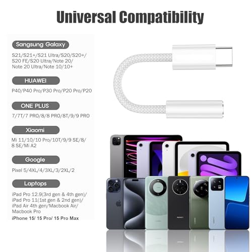 Fidioto 4 Pack USB-C to 3.5 mm Jack Adapter, Aux to USB C Adapter for Headphones Cable Compatible with iPhone 17/16 Pro Max/16 Pro/16/Samsung Galaxy S24/S23/S22/S21 Ultra/iPad Pro/Pixel 8 …