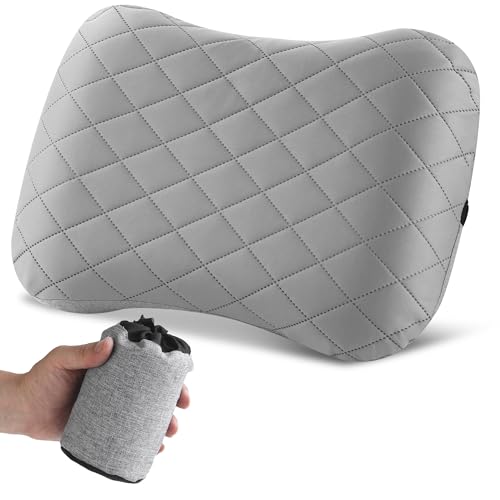 BUCOMTU Almohada Hinchable Almohada Camping Almohada Viaje Hinchable Almohada Playa para Viajes al Aire Libre,Camping,Senderismo,Playas de Mar (Gris)