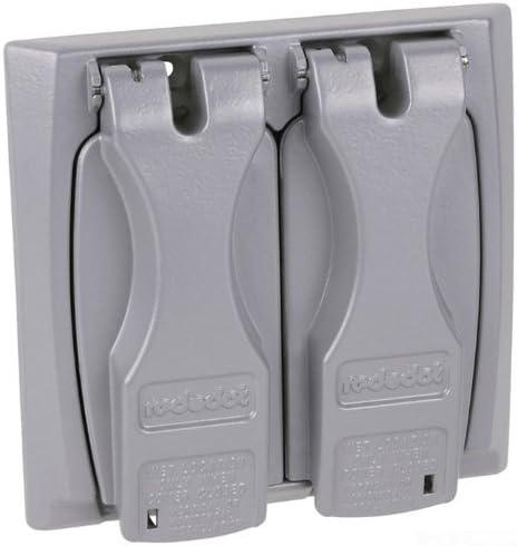 Red Dot 2CCU Outlet Box Flip-Lid Cover, Weatherproof, 2 Gang, Silver by Thomas & Betts